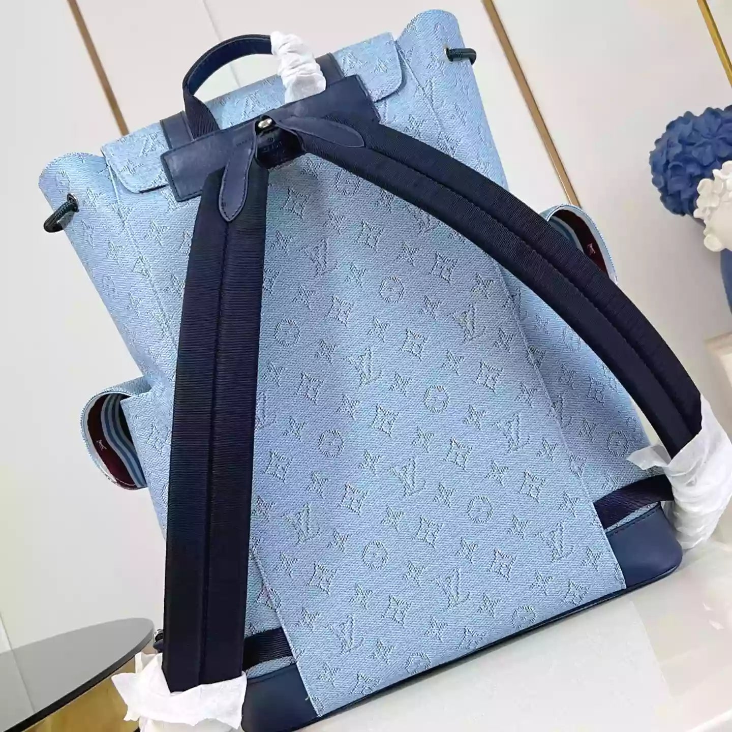 クリストファー MM バックパック ブルー モノグラム ヘリテージ キャンバス M14676 – LW335