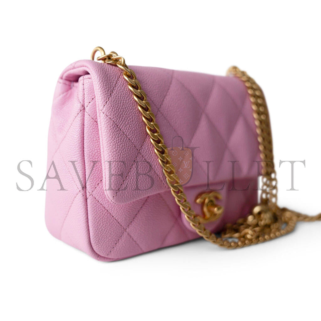 シャネル マスター ピンク キャビア キルティング スイートハート フラップ ゴールド金具 (20*14*6cm)