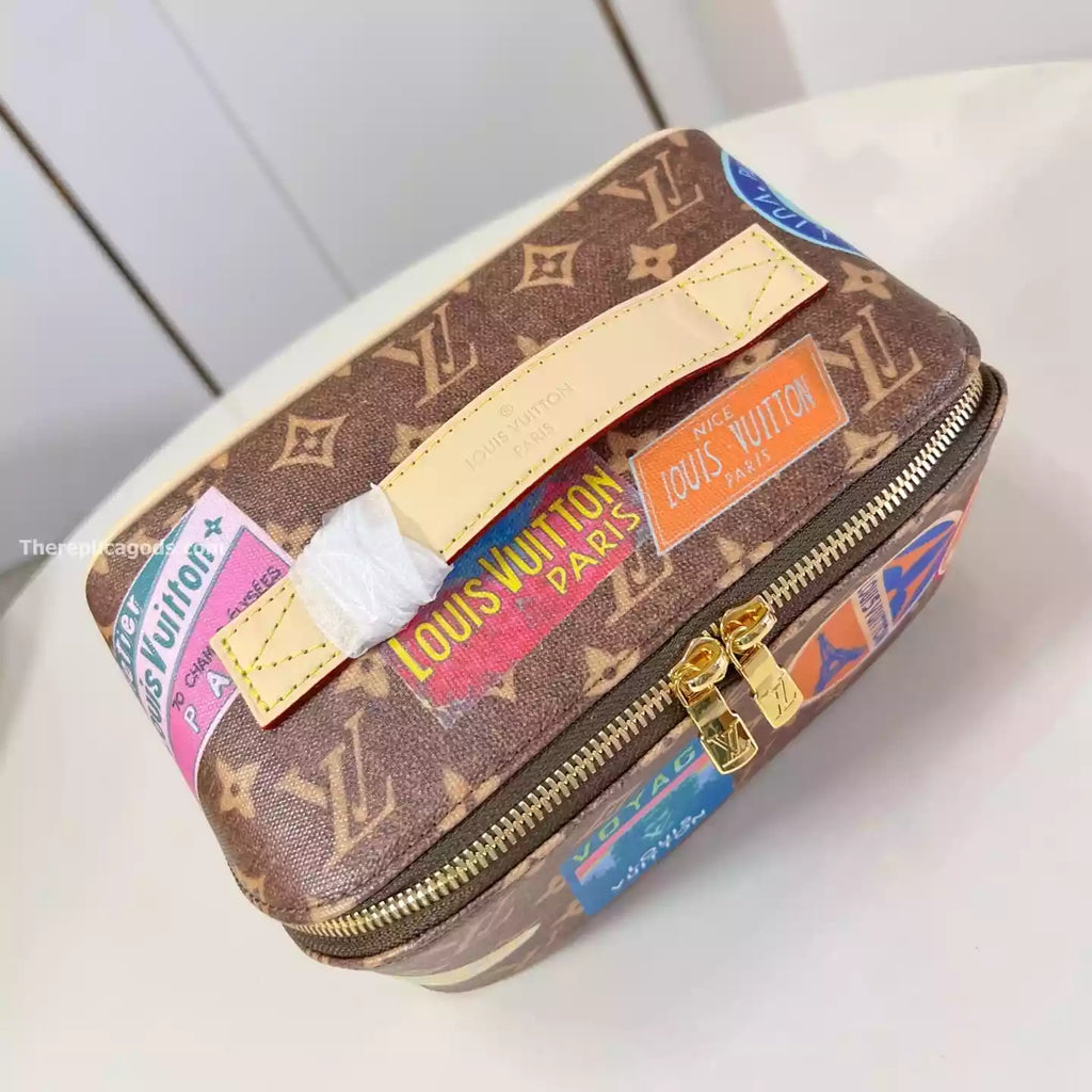 トイレタリーバッグ 2コンパートメント ブラウン モノグラム キャンバス – LW296