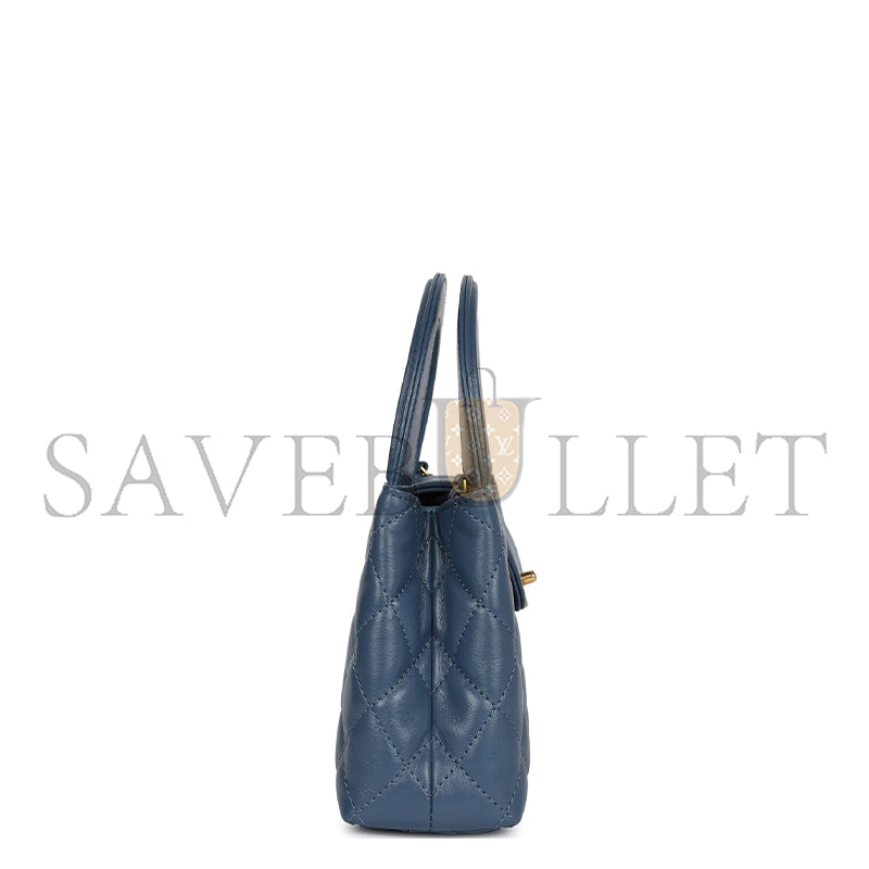 シャネル マスターケリー ショッパー ブルー シャイニーカーフスキン ブラッシュドゴールド金具 AS4416 (19*13*7cm)
