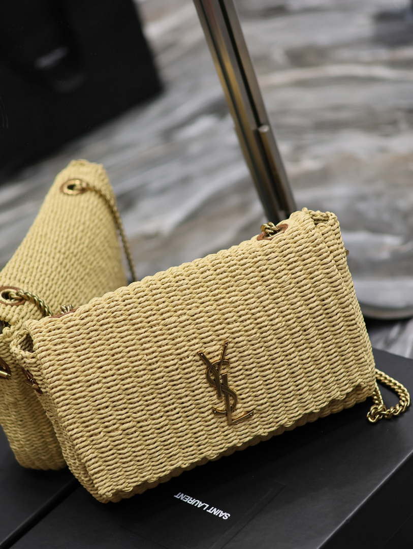 YSL 553804 サンローラン ミディアム ケイト（アプリコット ラフィア）