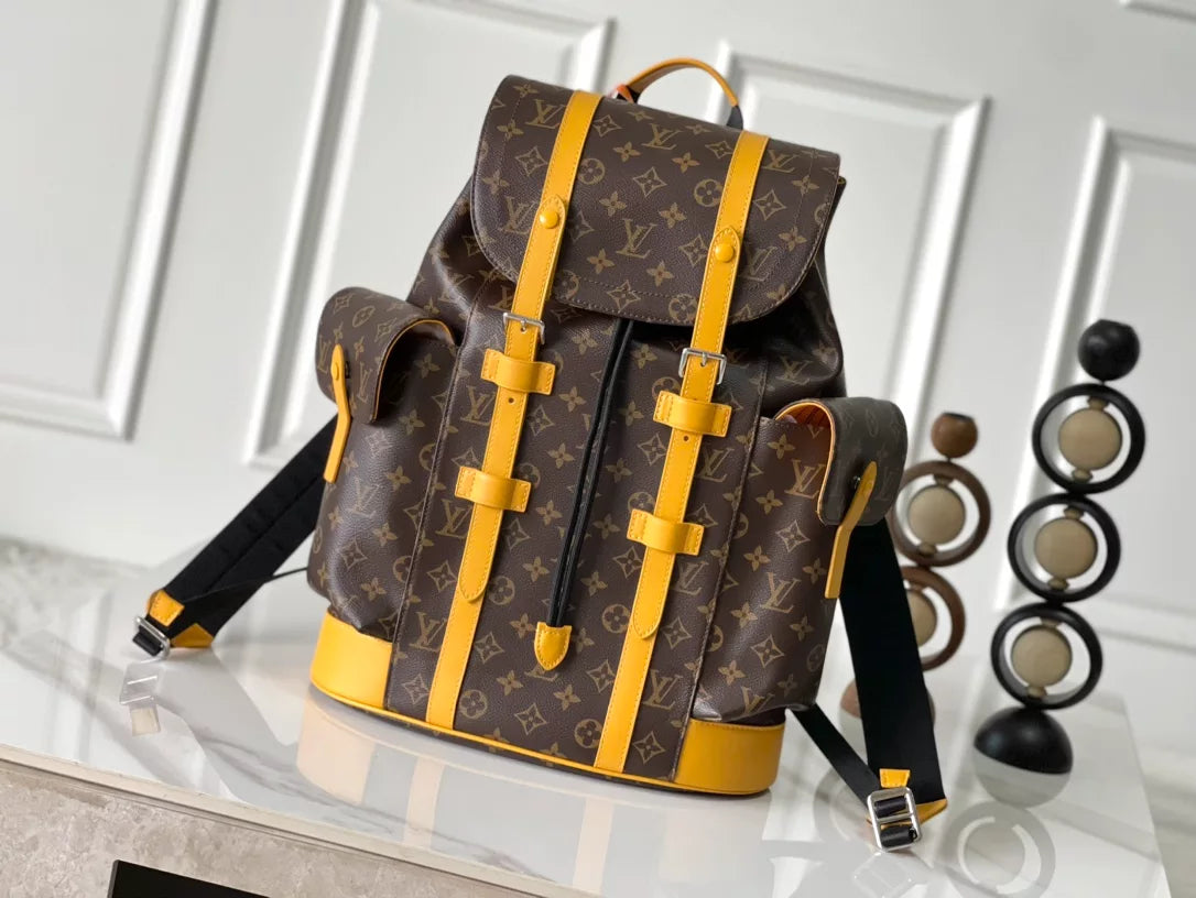 クリストファー MM バックパック（サフランイエロー モノグラム マカッサル コーテッドキャンバス） – LW156