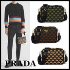 ★PRADA直営店★エンブロイダリー ファブリックバッグ