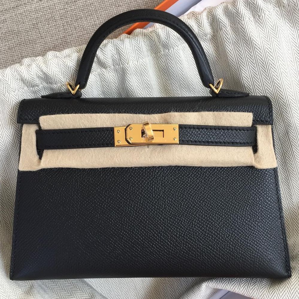 エルメス ケリー・セリエ 20 ブラック エプソン ゴールド金具