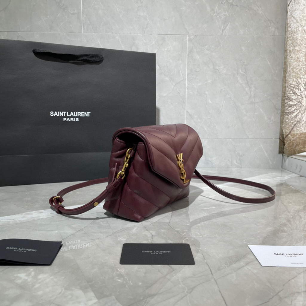 YSL 630951 サンローラン ルル トイバッグ マトラッセレザー ワインレッド