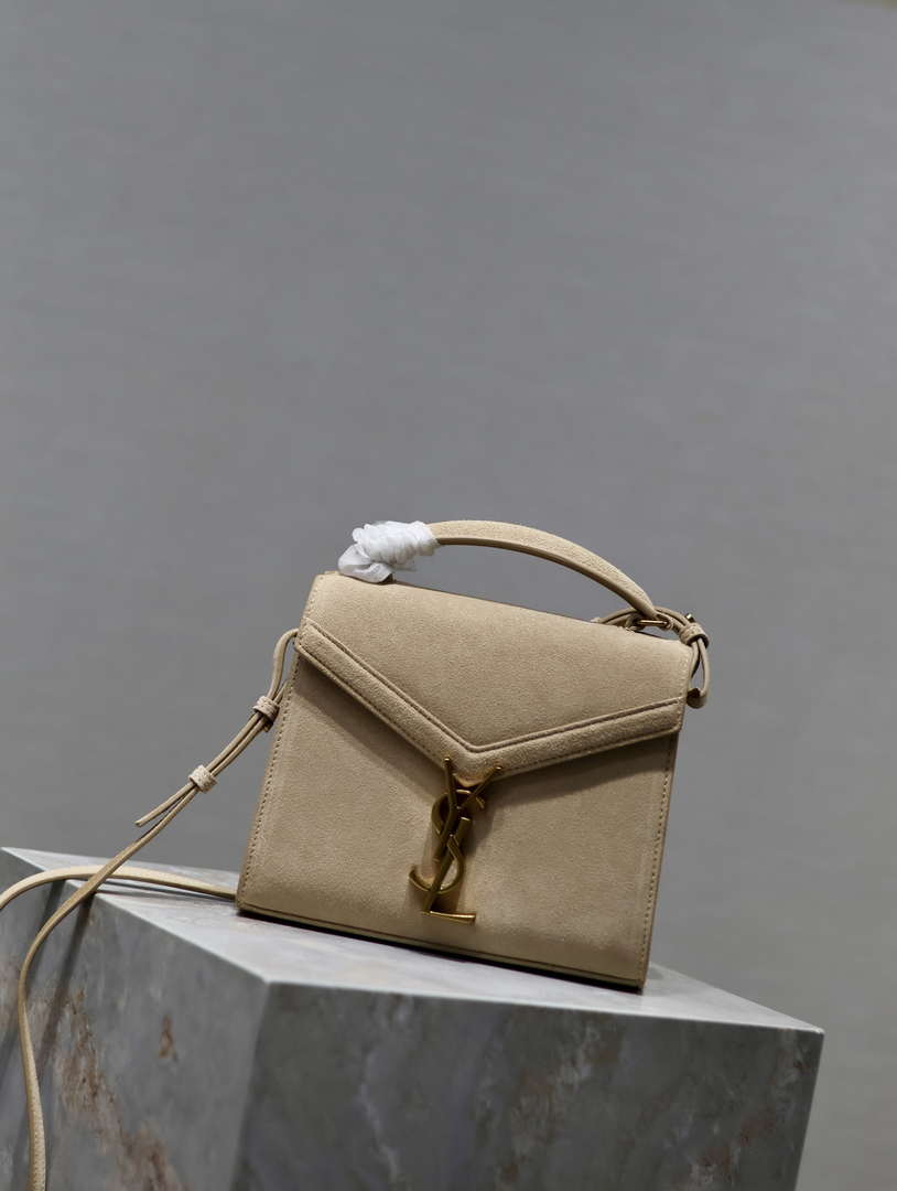 YSL 623930 カサンドラ ミニトップハンドル（箱入り）サンローラン スエード ベージュ