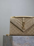 YSL 600185 エンベロープ ミディアム アプリコット スエードレザー
