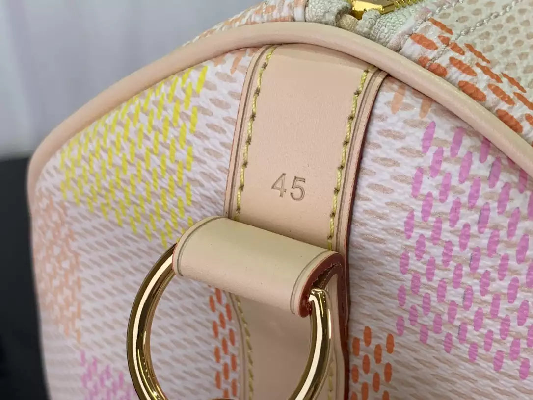 LV キーポル バンドリエール 45 ピーチ ダミエ リシャス コーティングキャンバス – LW180