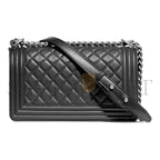 シャネル ラムスキン キルティング ミディアム ボーイ フラップ シルバー金具 A67086 (25*15*9cm)