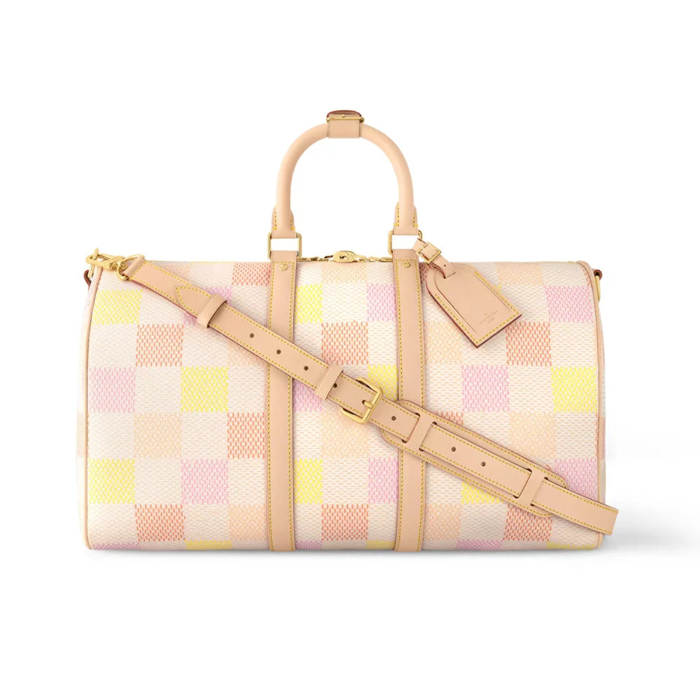 LV キーポル バンドリエール 45 ピーチ ダミエ リシャス コーティングキャンバス – LW180