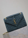 YSL 600185 エンベロープ ミディアム ライトブルー スエードレザー