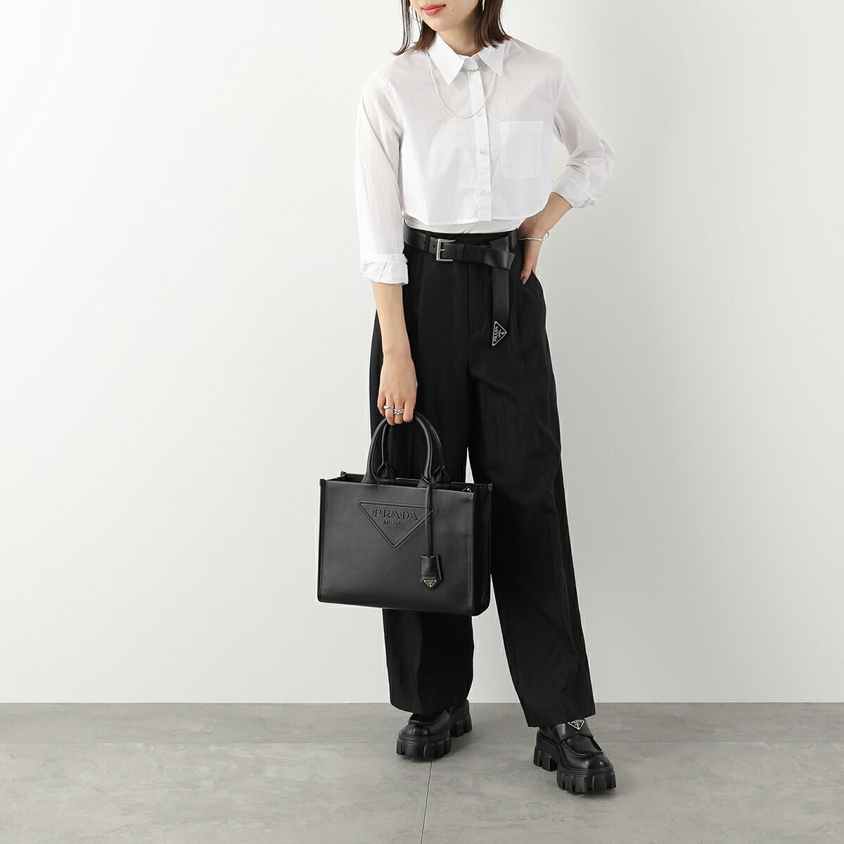 PRADA トートバッグ 1BA376 ASK エンボスロゴ SOFT CALF