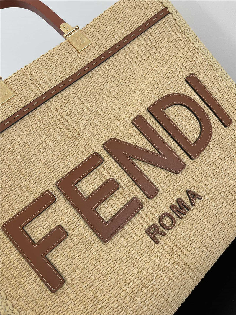 フェンディ サンシャイン ストロー ショッピングバッグ