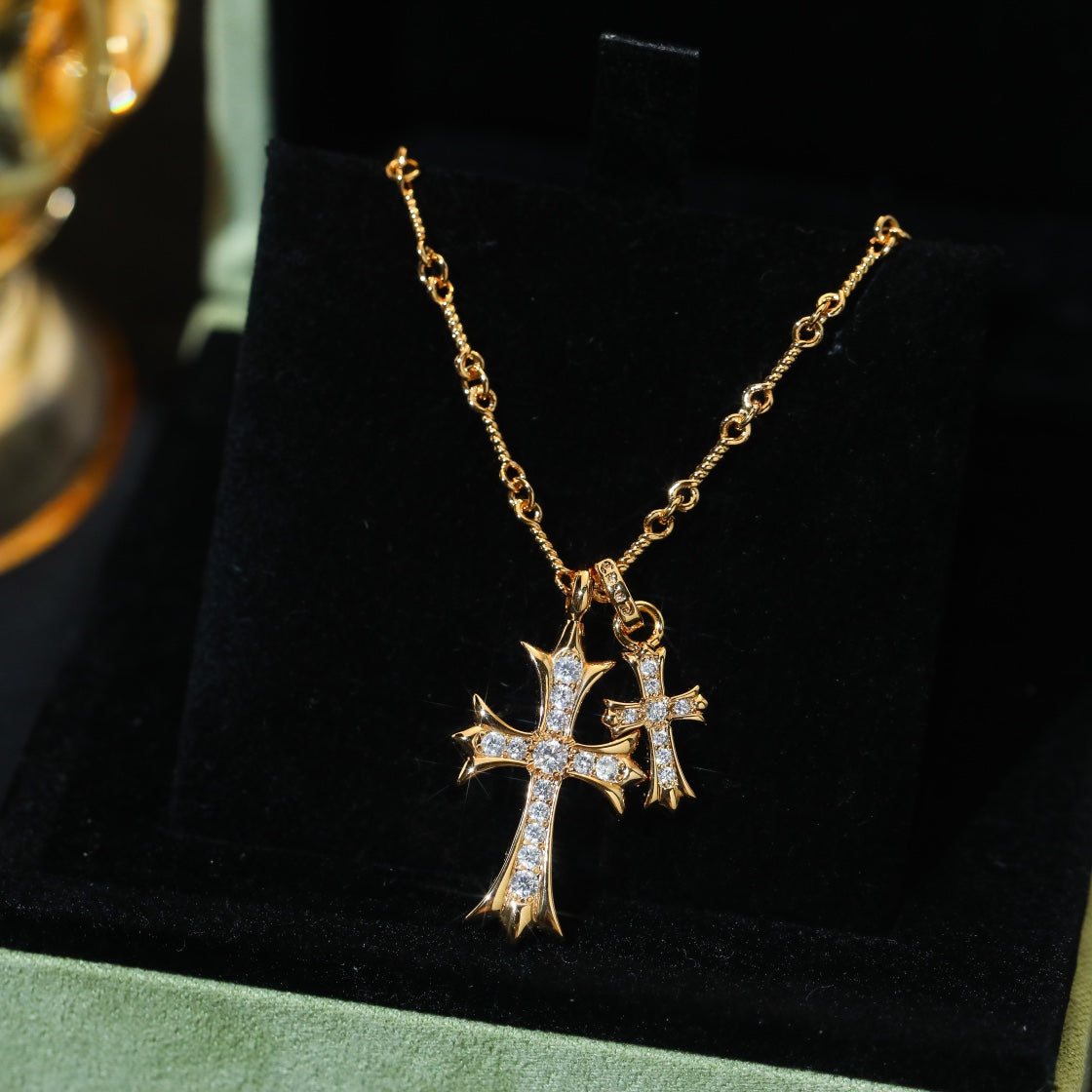 【Chrome Hearts】ネックレス、ダブルクロスネックレス高いファッションセンス