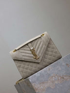 YSL 600185 エンベロープ ミディアム ライトグレー スエードレザー