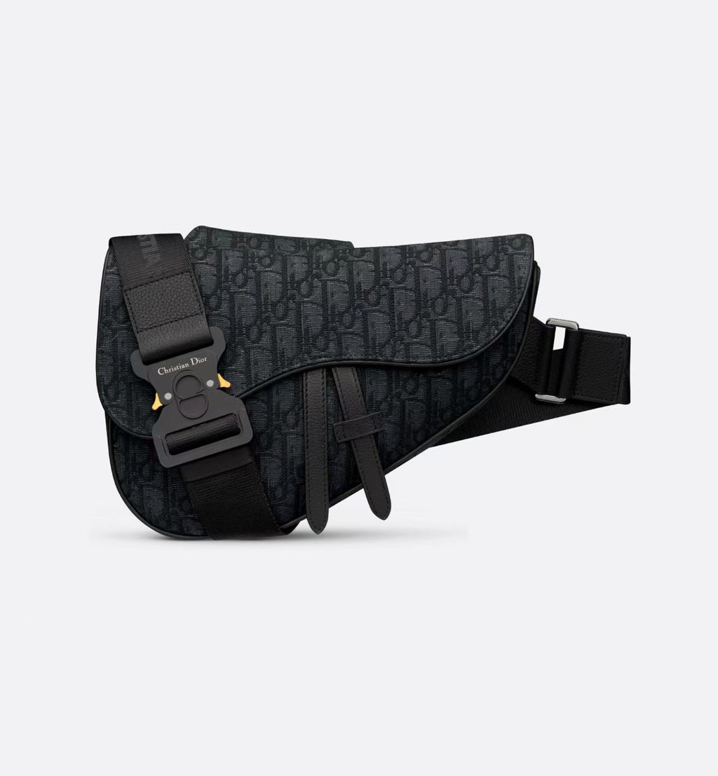 サドルバッグ ベージュ＆ブラックDior オブリーク ジャカード |DlOR