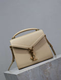 YSL 623930 カサンドラ ミニ トップハンドルバッグ グレイン・ド・プードル エンボスレザー アプリコット