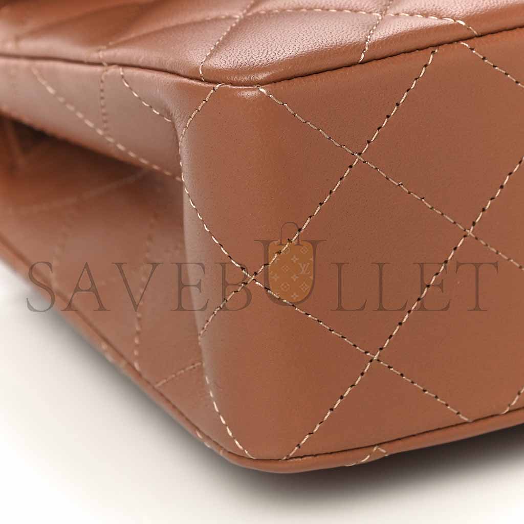 シャネル ラムスキン キルティング スモール ダブルフラップ ブラウン AS1117 (23*14.5*6cm)