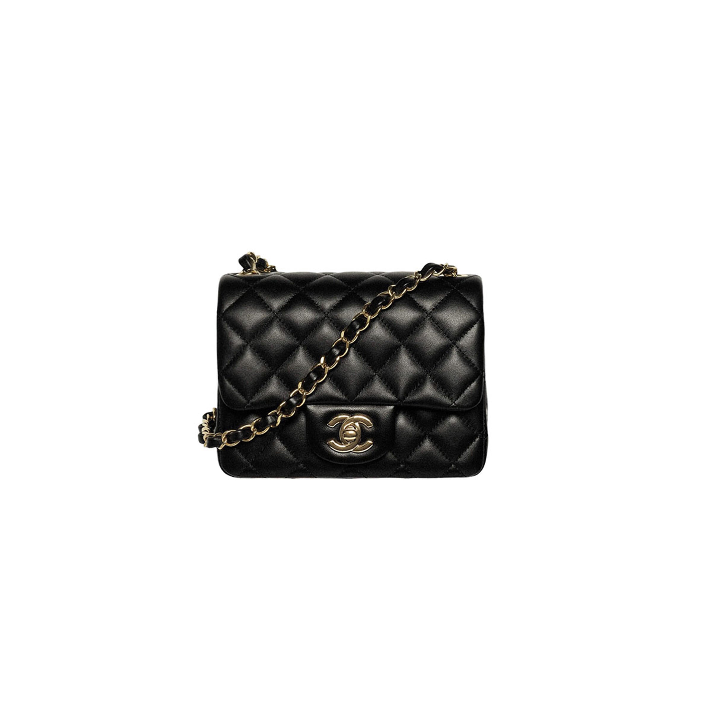 シャネル マスタースクエア フラップバッグ ブラック ラムスキン ゴールド金具 A35200 (17×13.5×8cm)