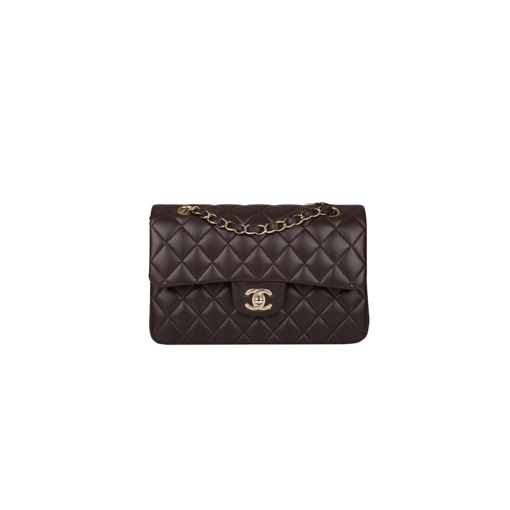 シャネル マスタークラシック ダブルフラップバッグ ダークブラウン ラムスキン ライトゴールド金具 AS1117 (23*14.5*6cm)