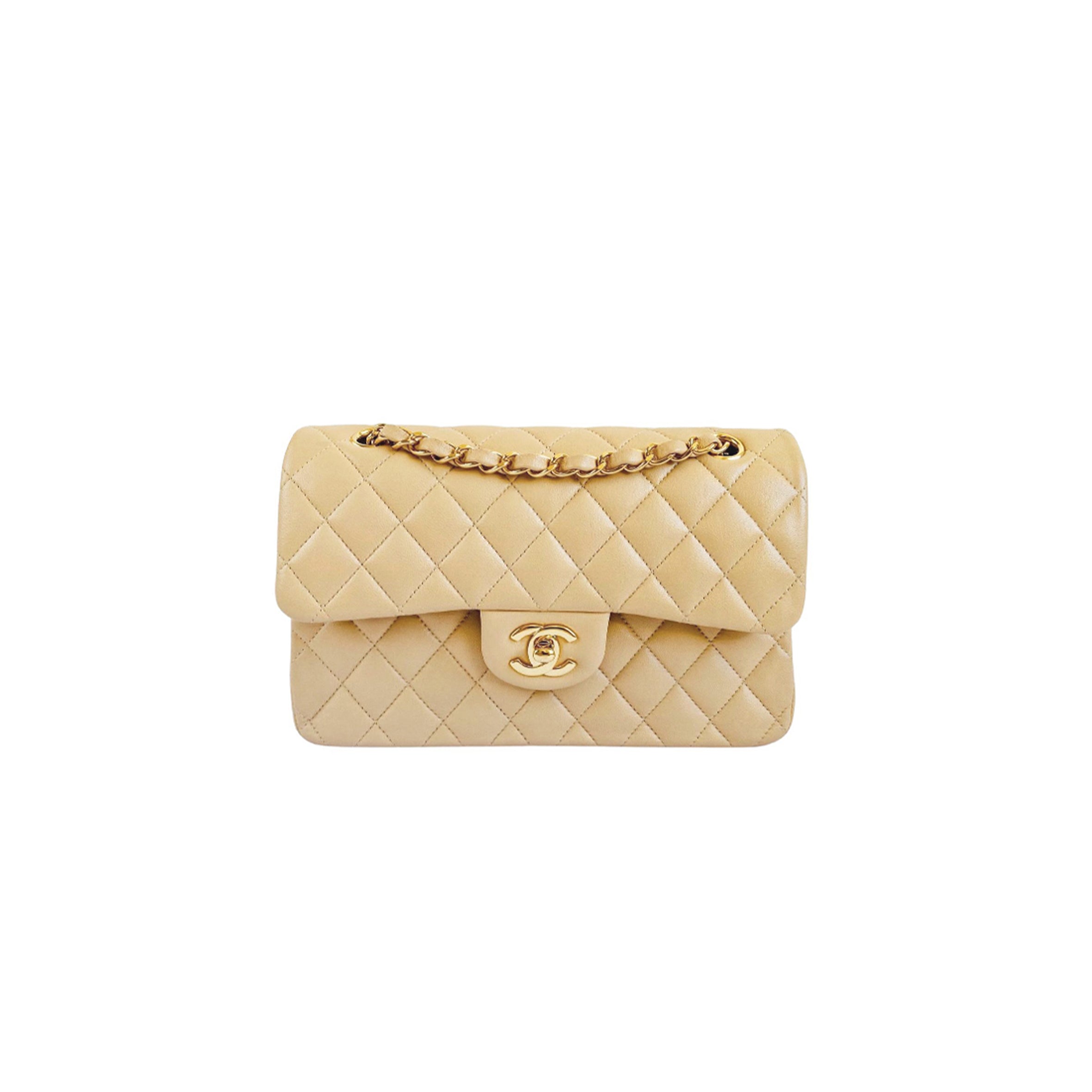 シャネル ベージュ クラシック ダブルフラップバッグ (23*14*6cm)