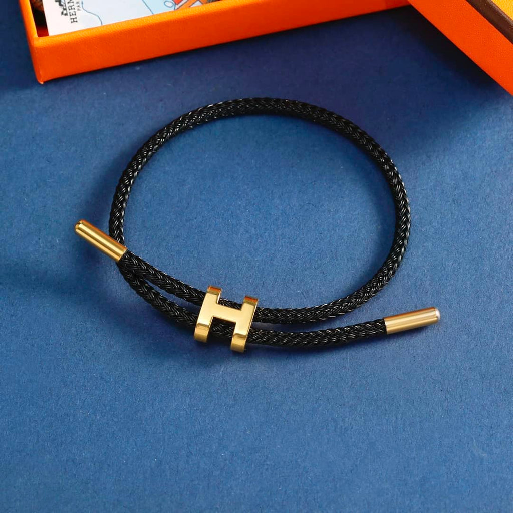 高品質エルメス 調節可能なHロープブレスレット