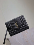 YSL 617662 カッサンドル マトラッセ フラップ ポーチ グレイン ドゥ プードル レザー ブラック