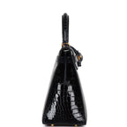 エルメス ケリーセリエ 28 ブルー バルティック シャイニーポロサス クロコダイル ゴールド金具