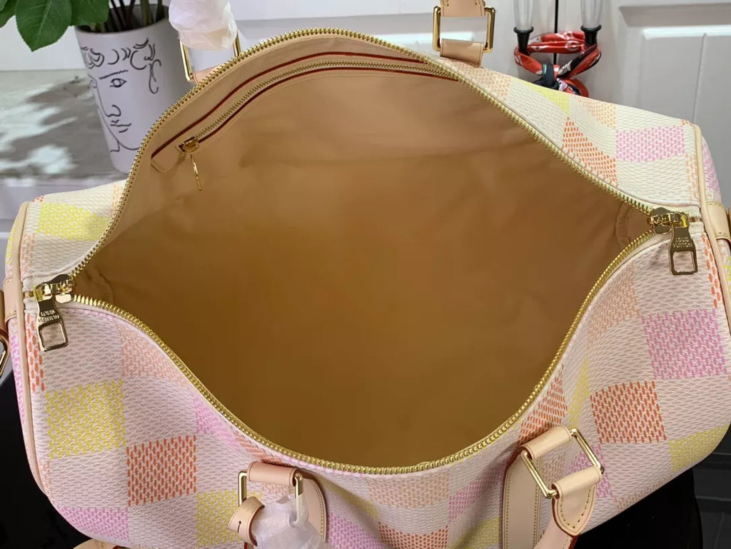 LV キーポル バンドリエール 45 ピーチ ダミエ リシャス コーティングキャンバス – LW180