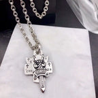 Chrome Hearts（クロムハーツ）3段ソードとホーリーソードサンスクリットペンダントネックレス