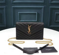 YSL カッサンドル マトラッセ フラップ ポーチ ラムスキン レザー V ヌード ピンク