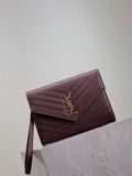 YSL カッサンドル マトラッセ フラップポーチ グレイン ドゥ プードル レザー 617662 V ワインレッド
