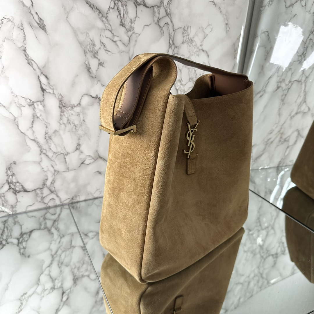 YSL 753837 LE 5 A 7 サプル ラージ スエード ブラウン