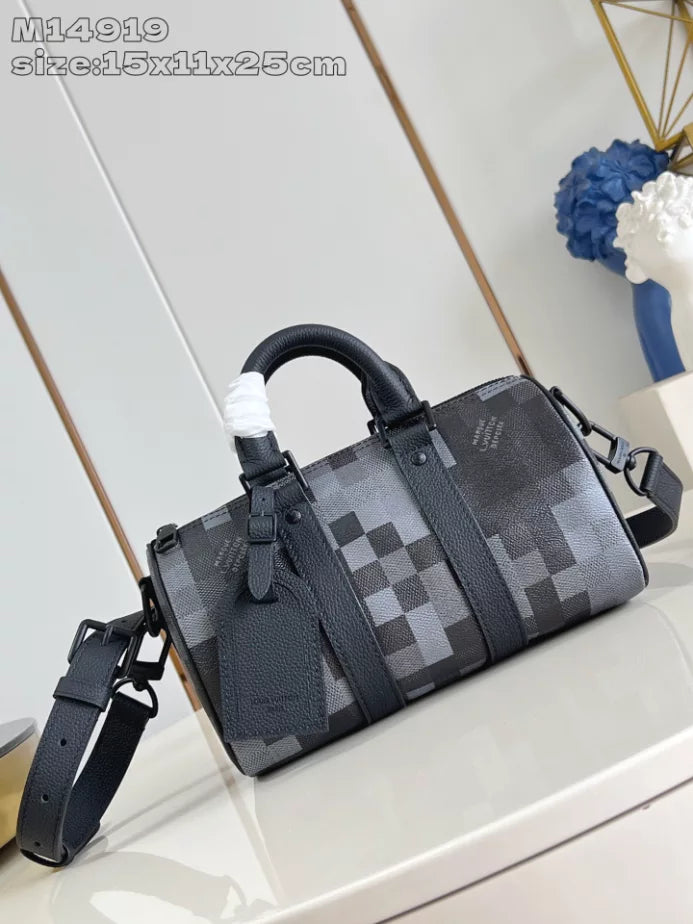 キーポル バンドリエール 25 バッグ ブラック ダモフラージュ ブラック キャンバス M14919 – LW413